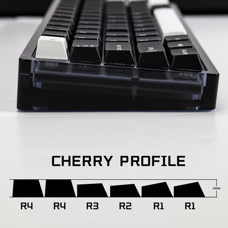 KBDiy WOB PBT Double Shot Custom Keycap Set,174 Keys Black and White Gaming Key Caps Cherry Profile Keycaps for 61/64/68/84/87/100/104/108 Mechanical Keyboard - Image 3